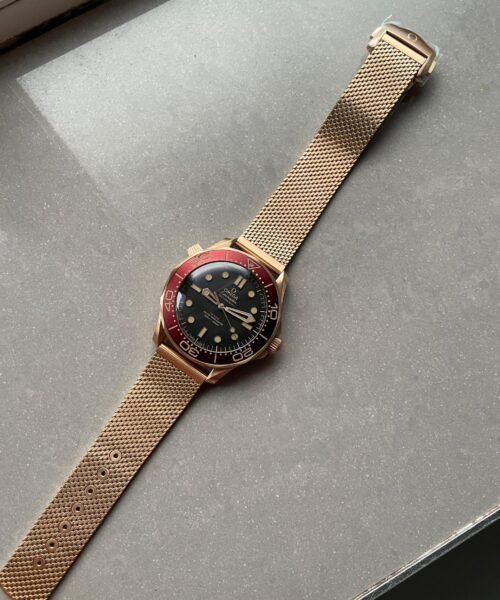 Seamaster 300M Diver Rose Gold VSF 1:1 Best Edition Black Dial on Mesh Bracelet A8806 - Image 10