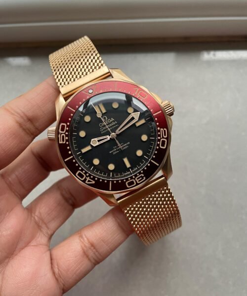 Seamaster 300M Diver Rose Gold VSF 1:1 Best Edition Black Dial on Mesh Bracelet A8806 - Image 4