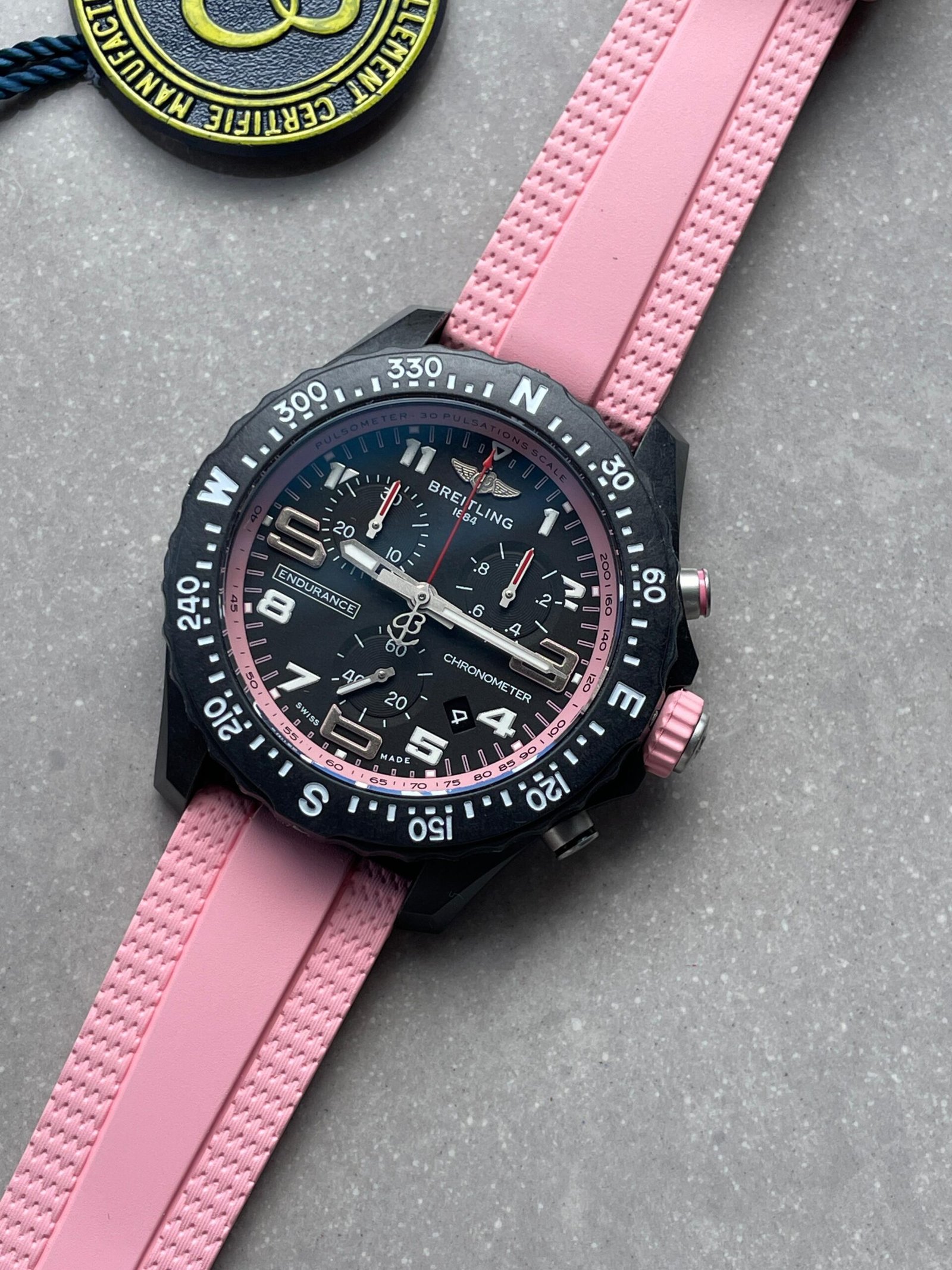 Endurance pro OGF 44mm Black dial Pink Rubber Strap quartz movement - Image 2