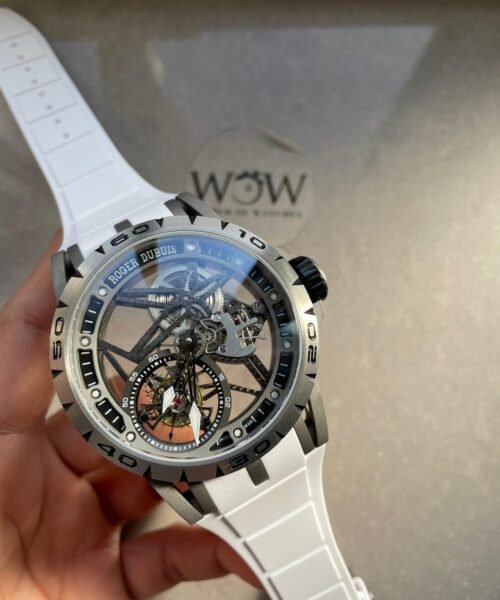 Excalibur Titanium Bezel BBR Best Edition Titanium Skeleton Dial on white rubber Strap A2136 Tourbillon V4