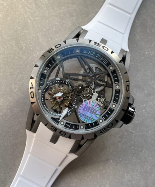 Excalibur Titanium Bezel BBR Best Edition Titanium Skeleton Dial on white rubber Strap A2136 Tourbillon V4 - Image 5