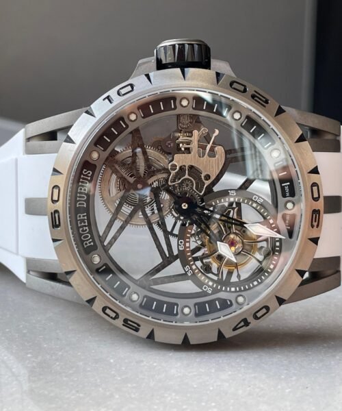 Excalibur Titanium Bezel BBR Best Edition Titanium Skeleton Dial on white rubber Strap A2136 Tourbillon V4 - Image 9