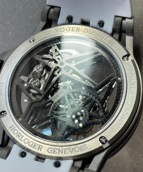 Excalibur Titanium Bezel BBR Best Edition Titanium Skeleton Dial on white rubber Strap A2136 Tourbillon V4 - Image 13