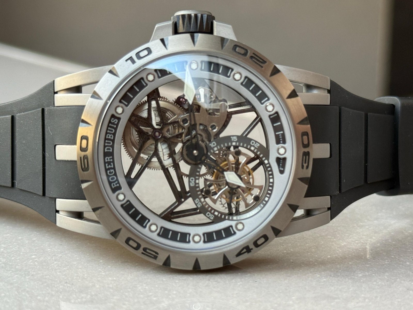Excalibur Titanium Bezel BBR Best Edition Titanium Skeleton Dial on Black rubber Strap A2136 Tourbillon V4 - Image 4