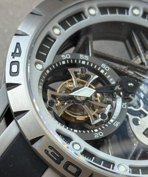 Excalibur Titanium Bezel BBR Best Edition Titanium Skeleton Dial on Black rubber Strap A2136 Tourbillon V4 - Image 6