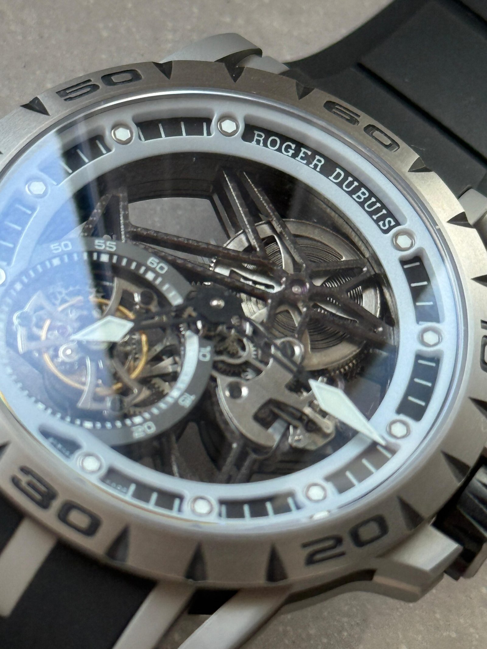 Excalibur Titanium Bezel BBR Best Edition Titanium Skeleton Dial on Black rubber Strap A2136 Tourbillon V4 - Image 5