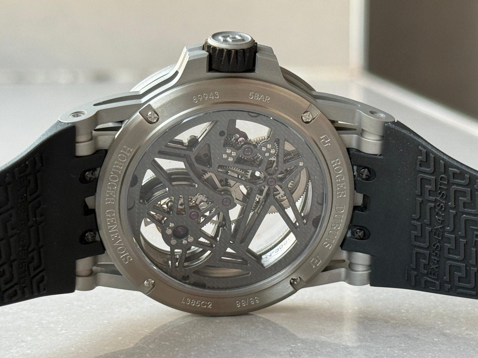 Excalibur Titanium Bezel BBR Best Edition Titanium Skeleton Dial on Black rubber Strap A2136 Tourbillon V4 - Image 13