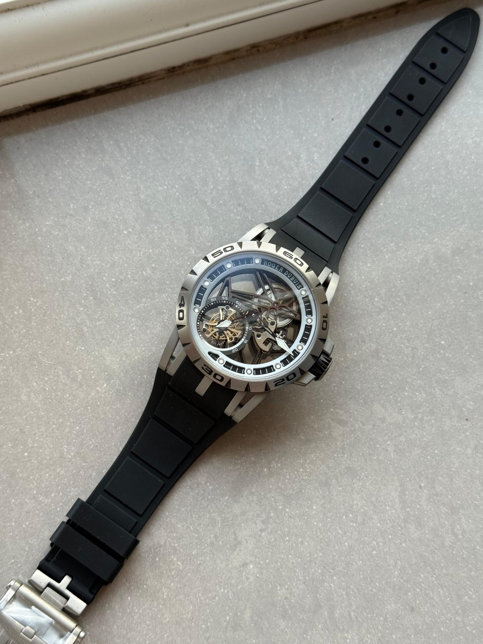 Excalibur Titanium Bezel BBR Best Edition Titanium Skeleton Dial on Black rubber Strap A2136 Tourbillon V4 - Image 9