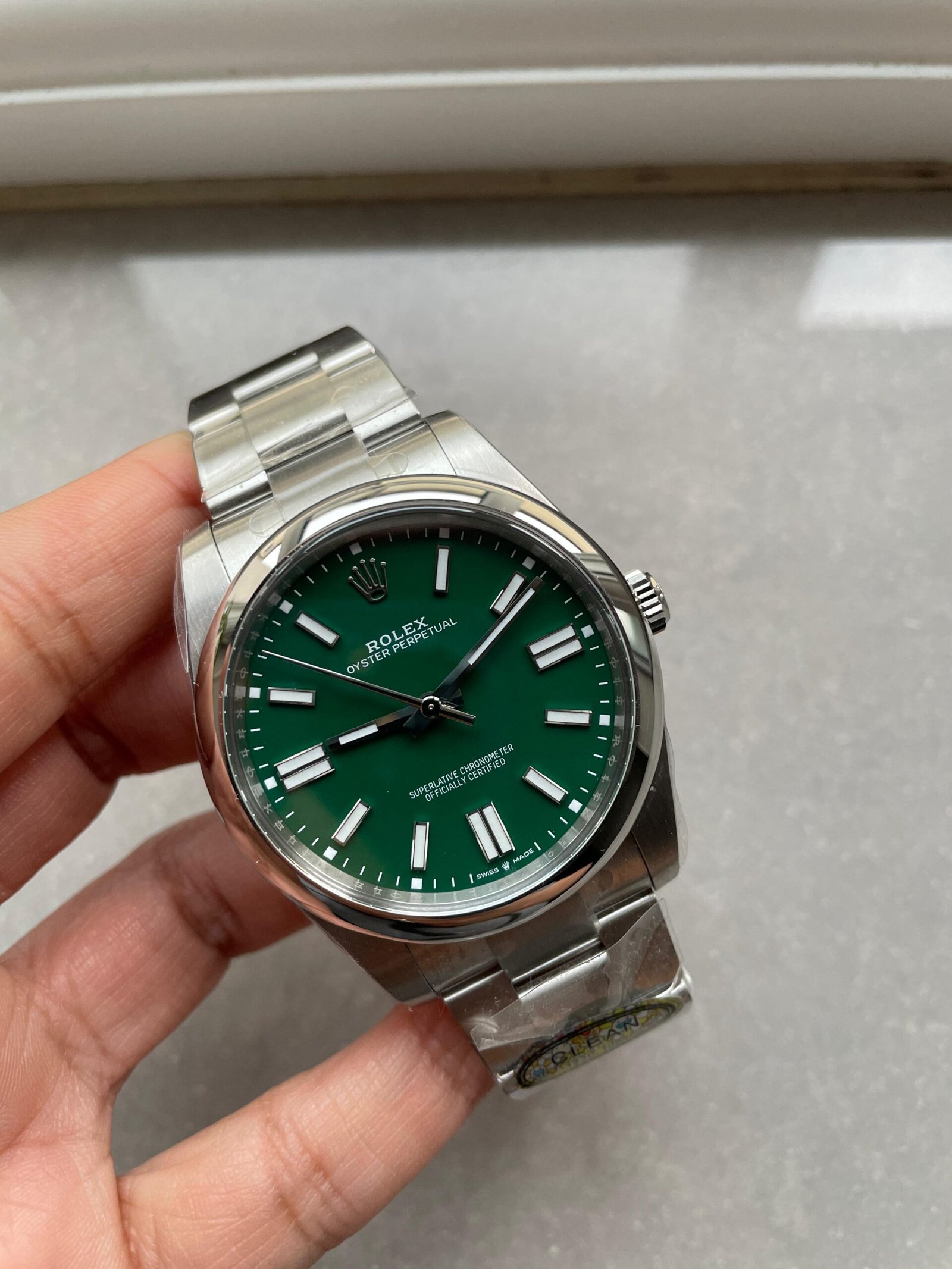 Oyster Perpetual 124300 41mm 904L Clean 1:1 Best Edition Green Dial On SS Bracelet VR3230 - Image 6