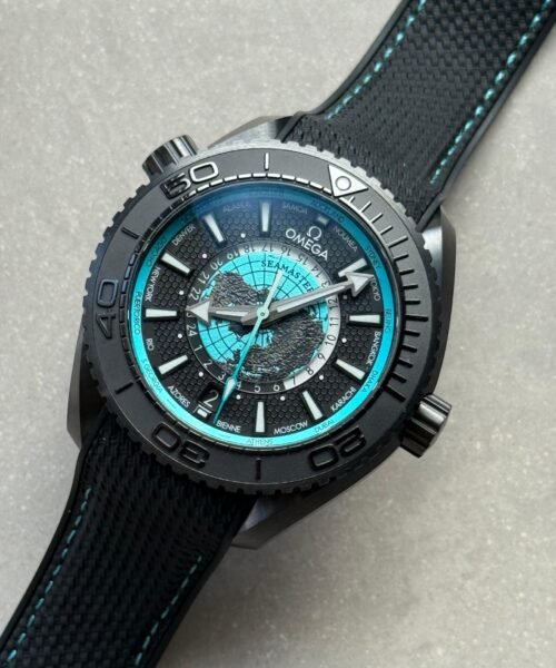 Planet Ocean 45.5mm GMT Worldtimer Real Ceramic VSF Best Edition Black/blue Dial On Black Rubber Strap 8938 - Image 5