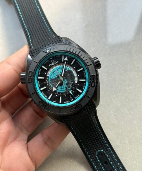 Planet Ocean 45.5mm GMT Worldtimer Real Ceramic VSF Best Edition Black/blue Dial On Black Rubber Strap 8938 - Image 4