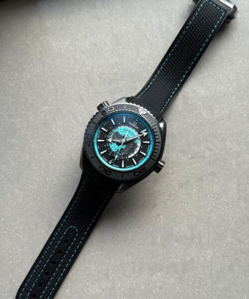 Planet Ocean 45.5mm GMT Worldtimer Real Ceramic VSF Best Edition Black/blue Dial On Black Rubber Strap 8938 - Image 8
