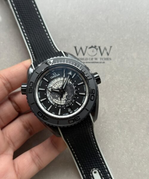 Planet Ocean 45.5mm GMT Worldtimer Real Ceramic VSF Best Edition Black Dial On Black Rubber Strap 8938 - Image 2