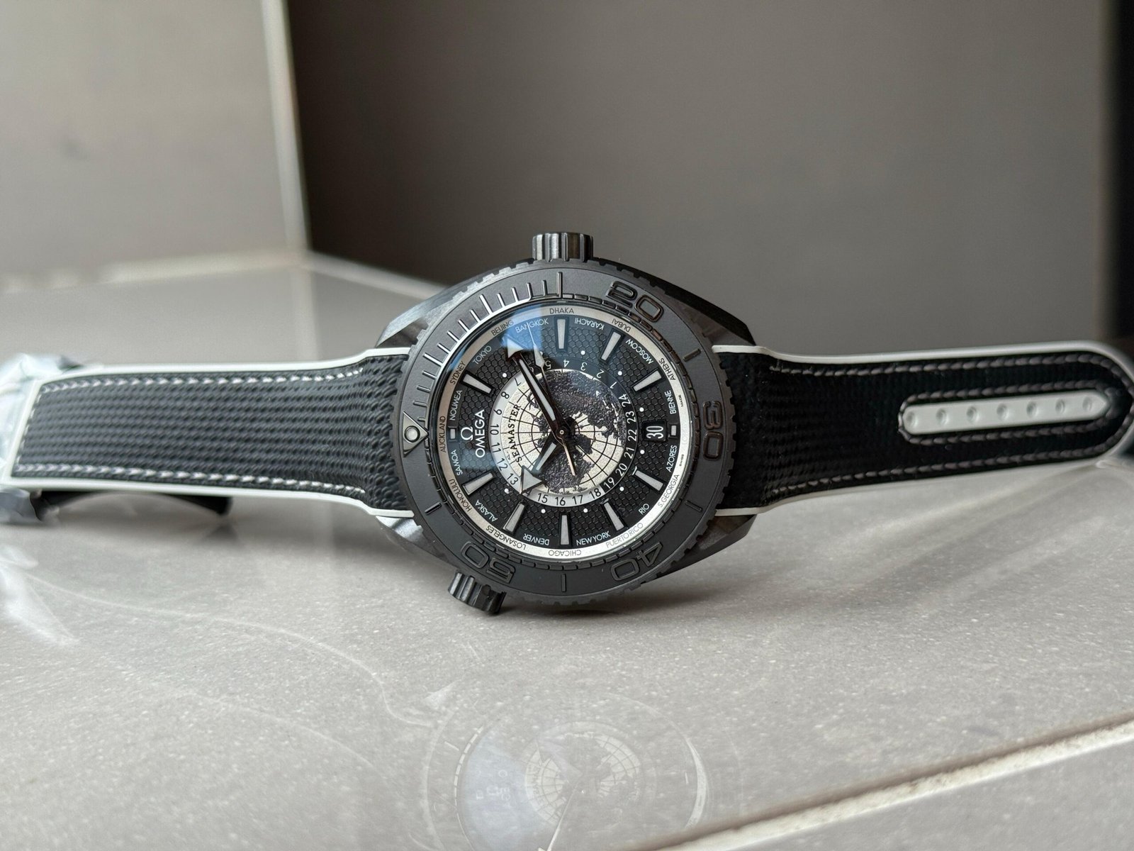 Planet Ocean 45.5mm GMT Worldtimer Real Ceramic VSF Best Edition Black Dial On Black Rubber Strap 8938 - Image 7