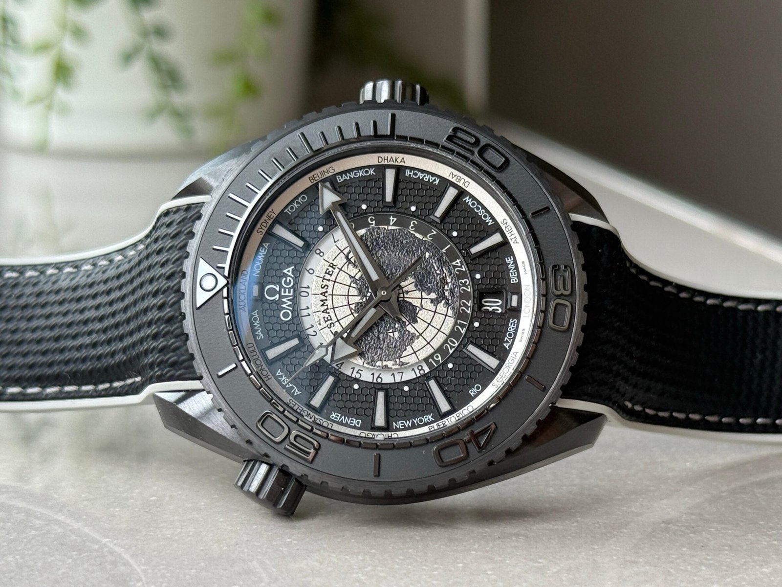 Planet Ocean 45.5mm GMT Worldtimer Real Ceramic VSF Best Edition Black Dial On Black Rubber Strap 8938 - Image 6