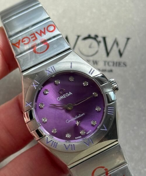 Constellation Ladies 28mm SS Purple Dial Diamonds Markers on SS Bracelet ETA Quartz - Image 4