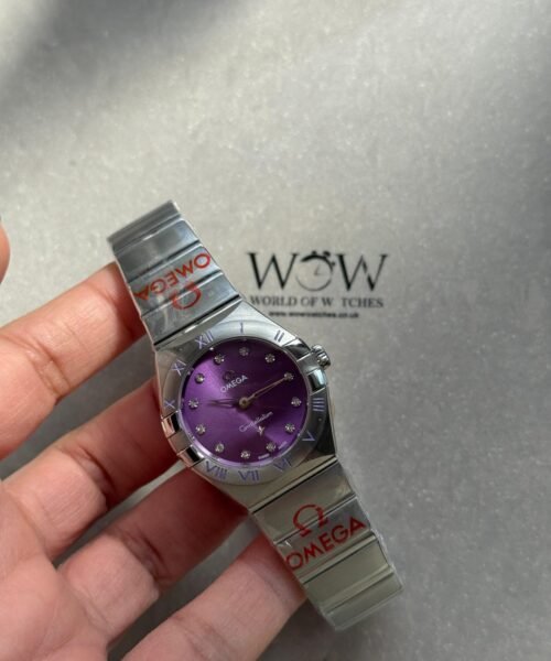 Constellation Ladies 28mm SS Purple Dial Diamonds Markers on SS Bracelet ETA Quartz - Image 8