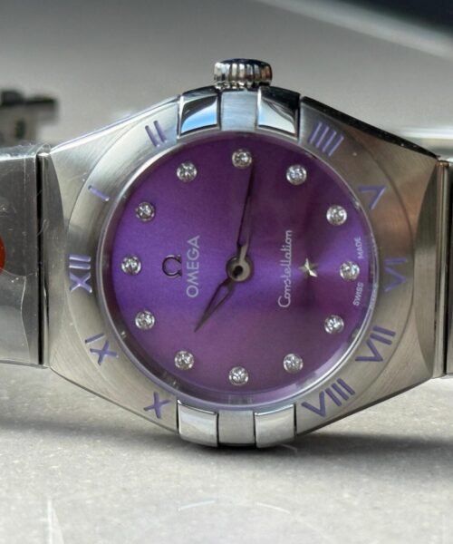 Constellation Ladies 28mm SS Purple Dial Diamonds Markers on SS Bracelet ETA Quartz - Image 3