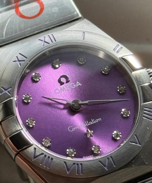 Constellation Ladies 28mm SS Purple Dial Diamonds Markers on SS Bracelet ETA Quartz - Image 6