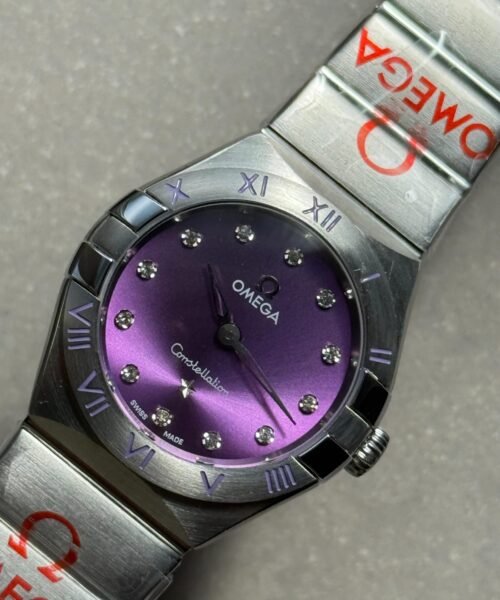 Constellation Ladies 28mm SS Purple Dial Diamonds Markers on SS Bracelet ETA Quartz - Image 5