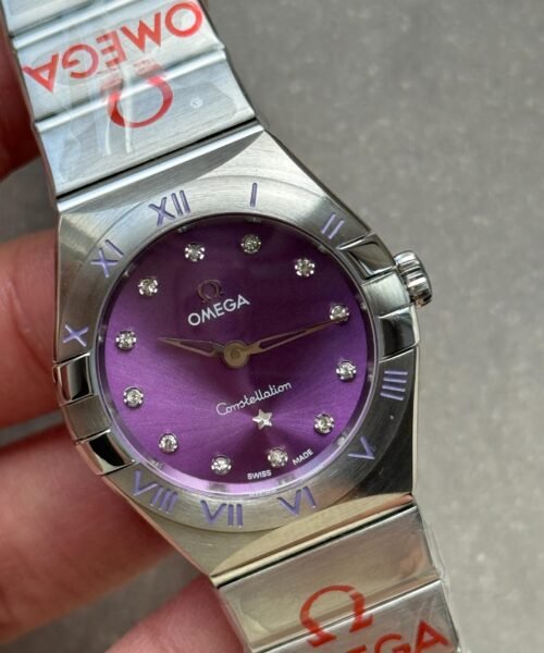Constellation Ladies 28mm SS Purple Dial Diamonds Markers on SS Bracelet ETA Quartz - Image 2