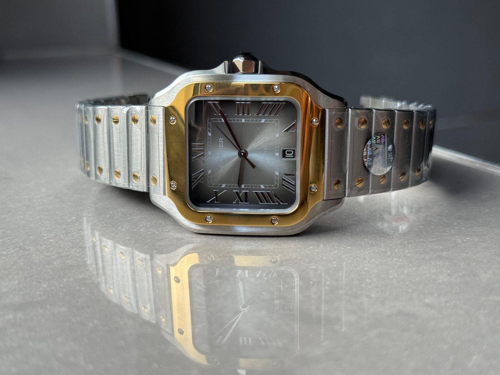 Santos 40mm SS/YG BVF 1:1 Best Edition Gray Dial on SS/YG SmartLinks Bracelet MIYOTA 9019 - Image 7