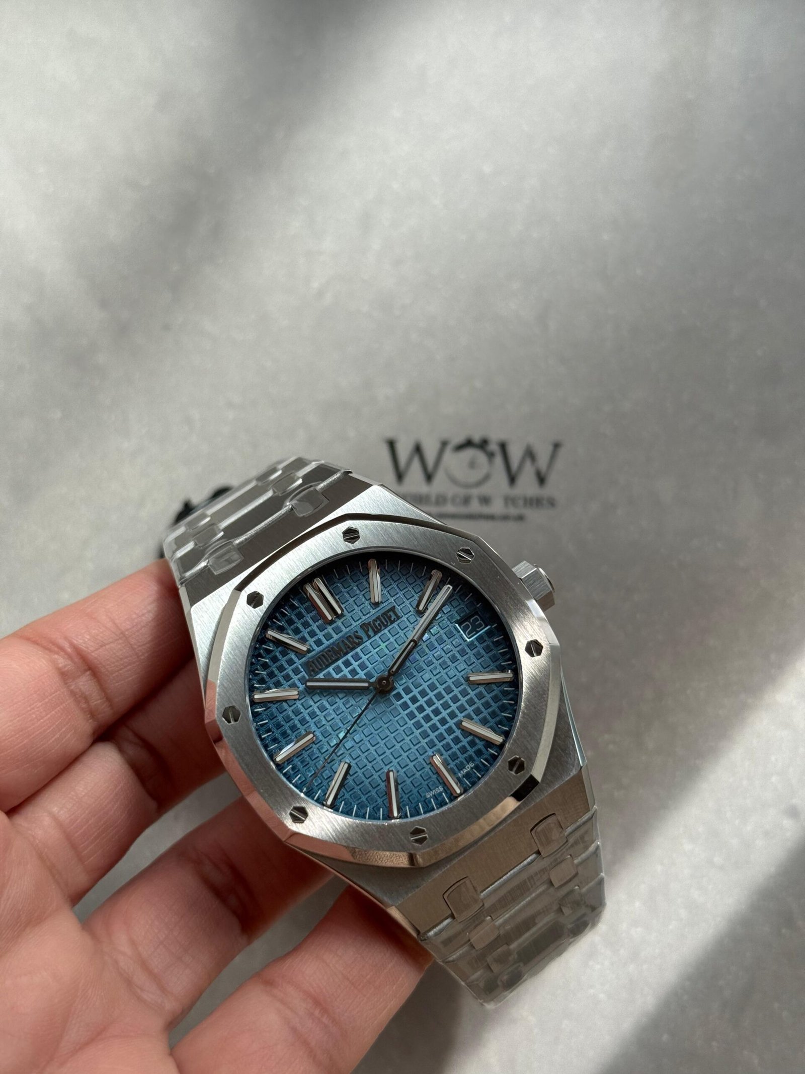 Royal Oak 41mm 15510 BC SS ZF Best Edition Ice Blue Textured Dial on SS Bracelet SA4302 V3 - Image 6