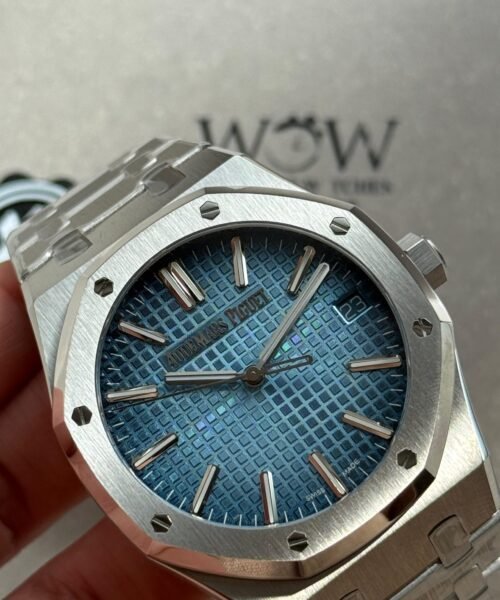 Royal Oak 41mm 15510 BC SS ZF Best Edition Ice Blue Textured Dial on SS Bracelet SA4302 V3 - Image 7