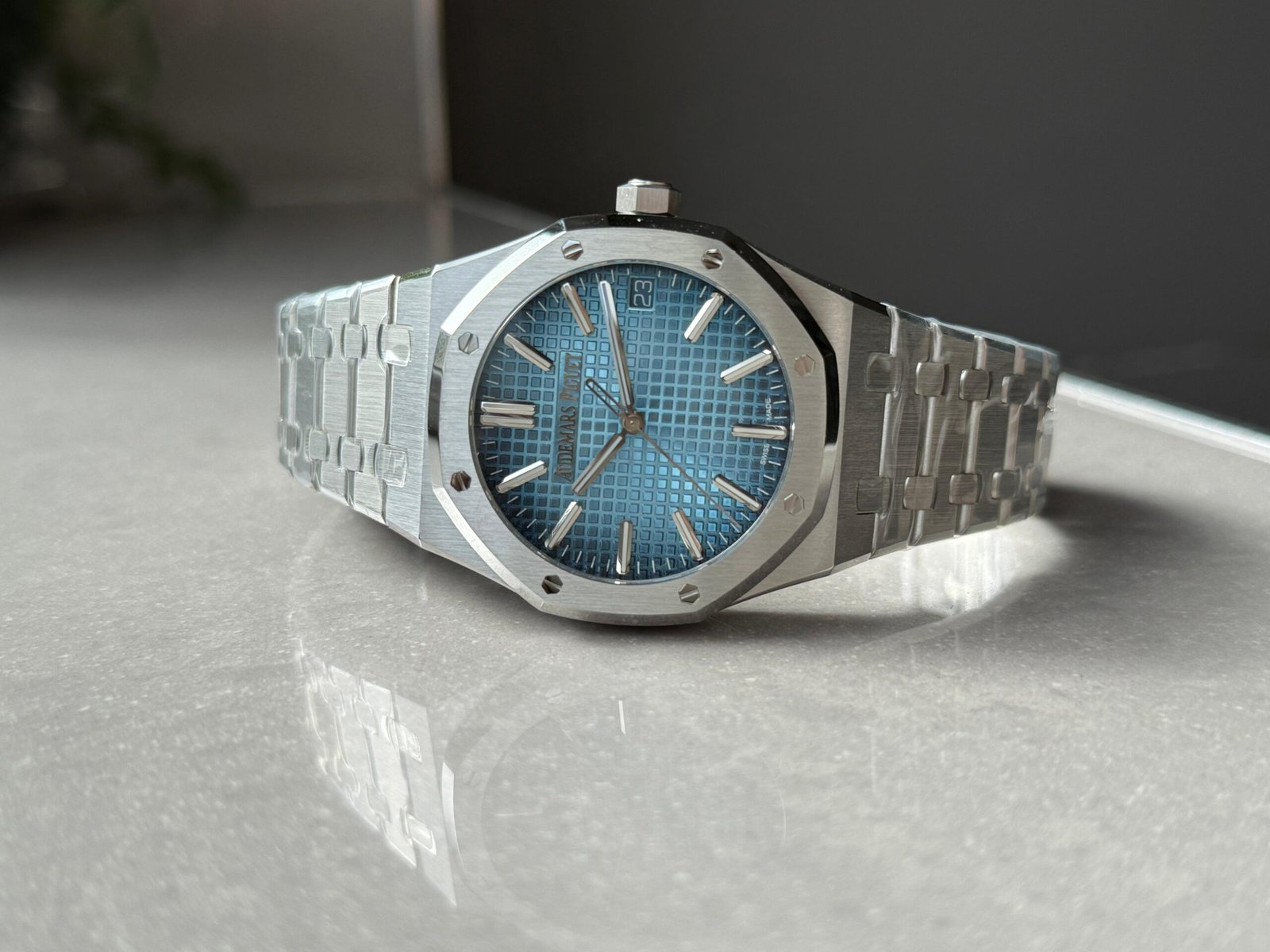 Royal Oak 41mm 15510 BC SS ZF Best Edition Ice Blue Textured Dial on SS Bracelet SA4302 V3 - Image 5