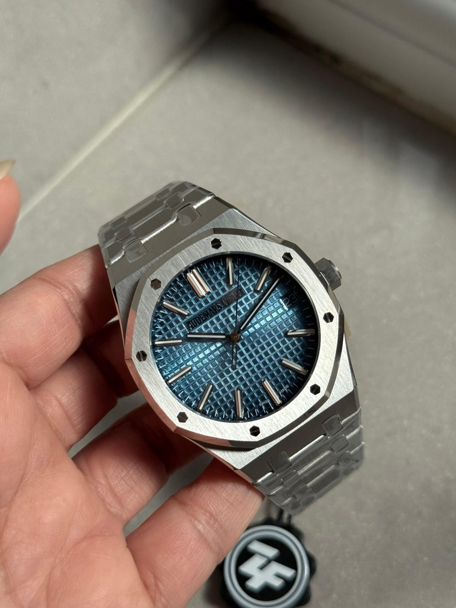 Royal Oak 41mm 15510 BC SS ZF Best Edition Ice Blue Textured Dial on SS Bracelet SA4302 V3
