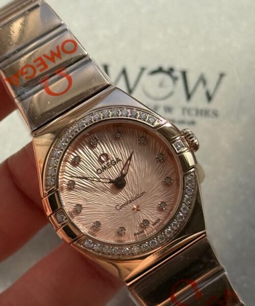 Constellation Ladies 28mm RG Patterned Dial Diamonds Markers on RG/SS Bracelet ETA Quartz - Image 3