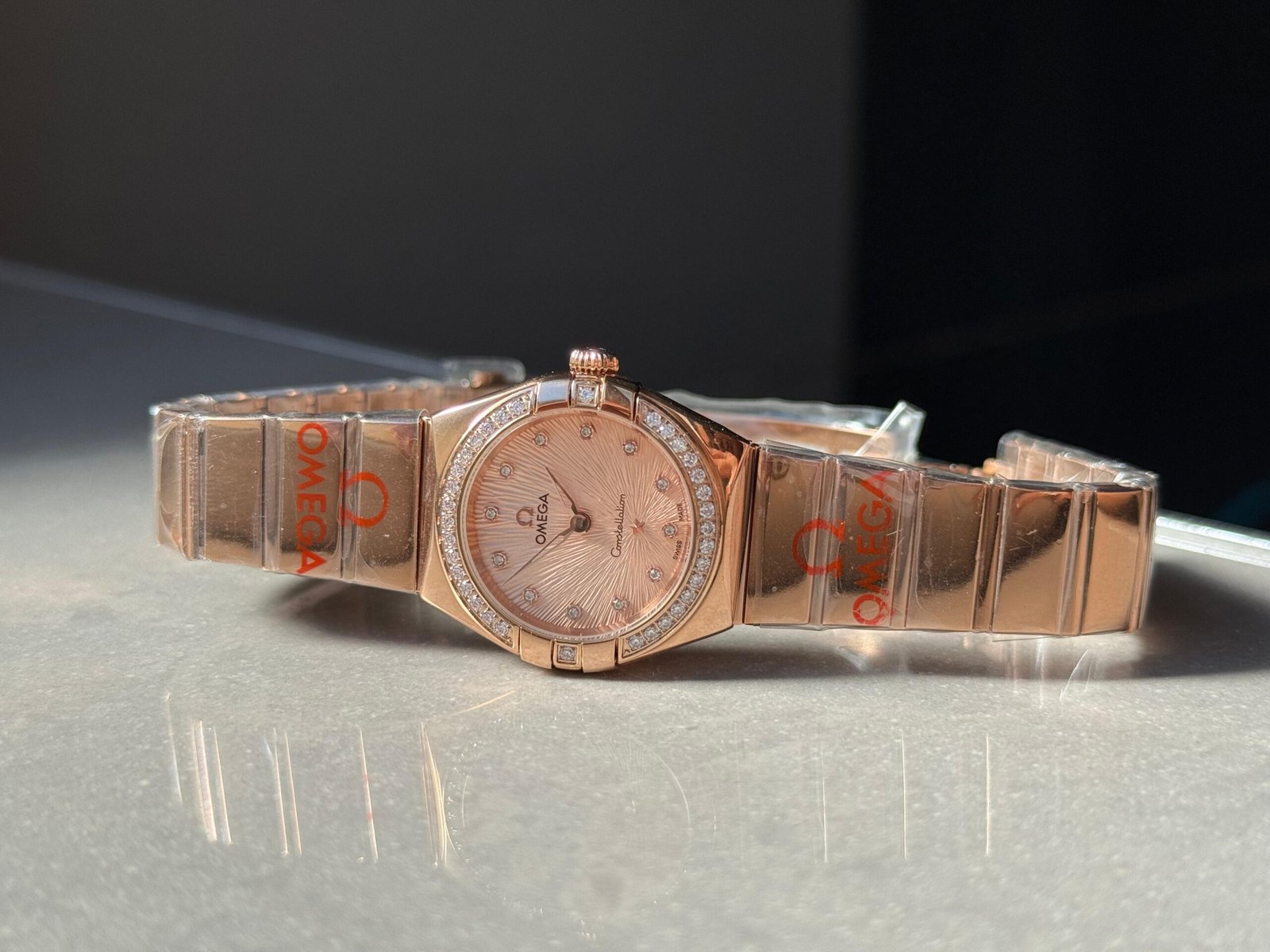 Constellation Ladies 28mm RG Patterned Dial Diamonds Markers on RG/SS Bracelet ETA Quartz - Image 9