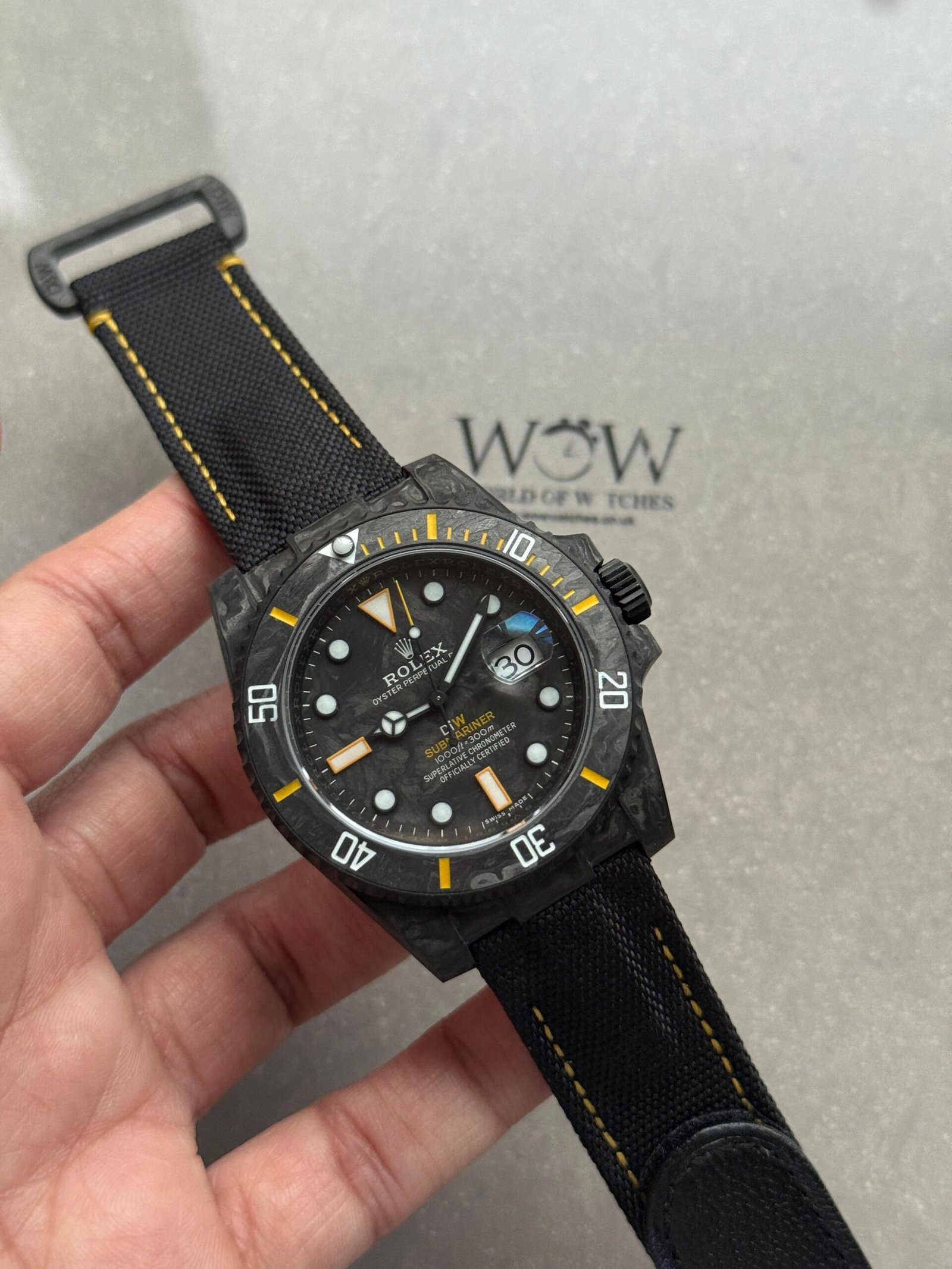 Submariner DIW Carbon VSF Best Edition Black/Yellow Dial on Black Nylon Strap VS3135 - Image 10