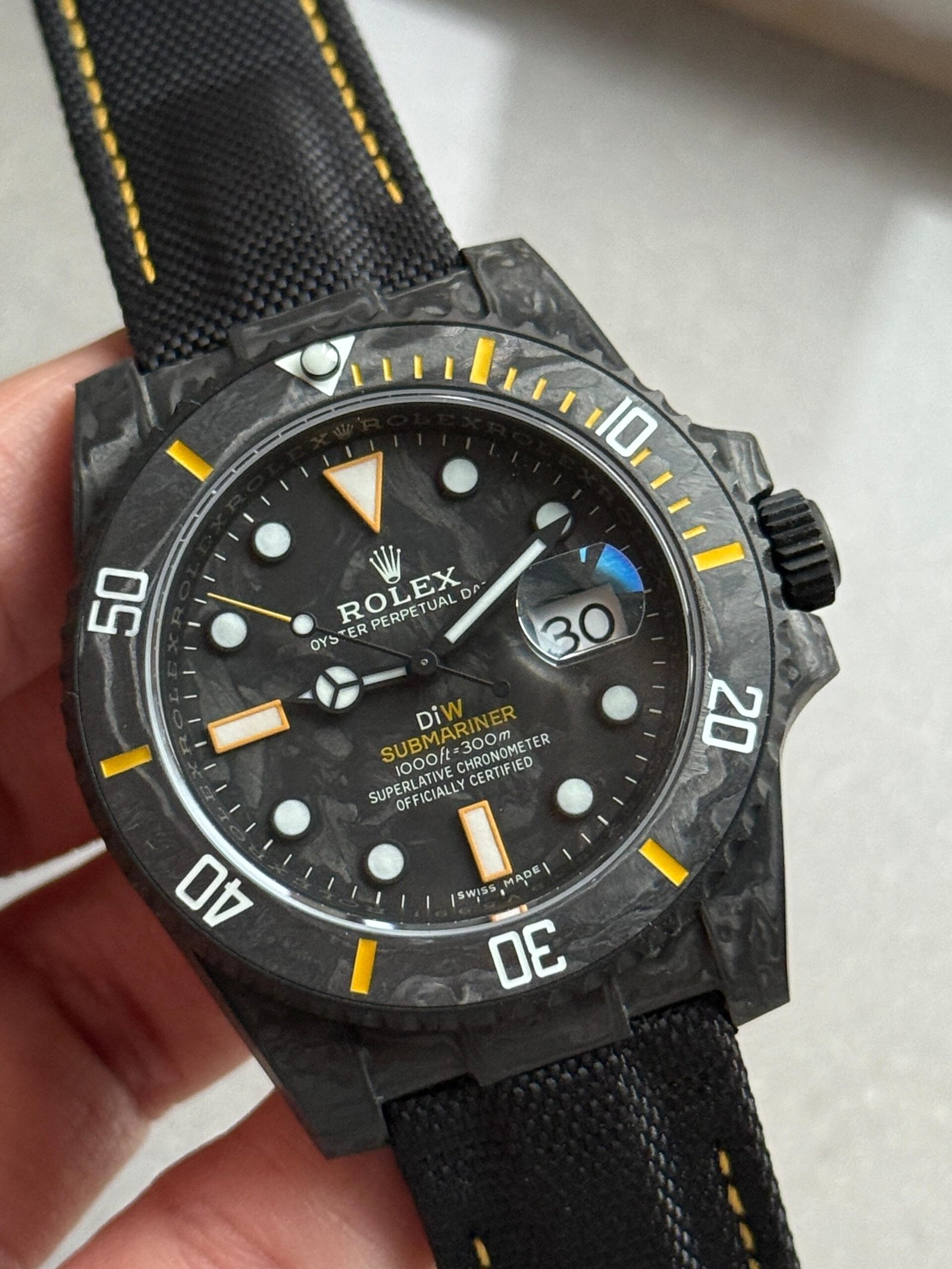 Submariner DIW Carbon VSF Best Edition Black/Yellow Dial on Black Nylon Strap VS3135 - Image 2