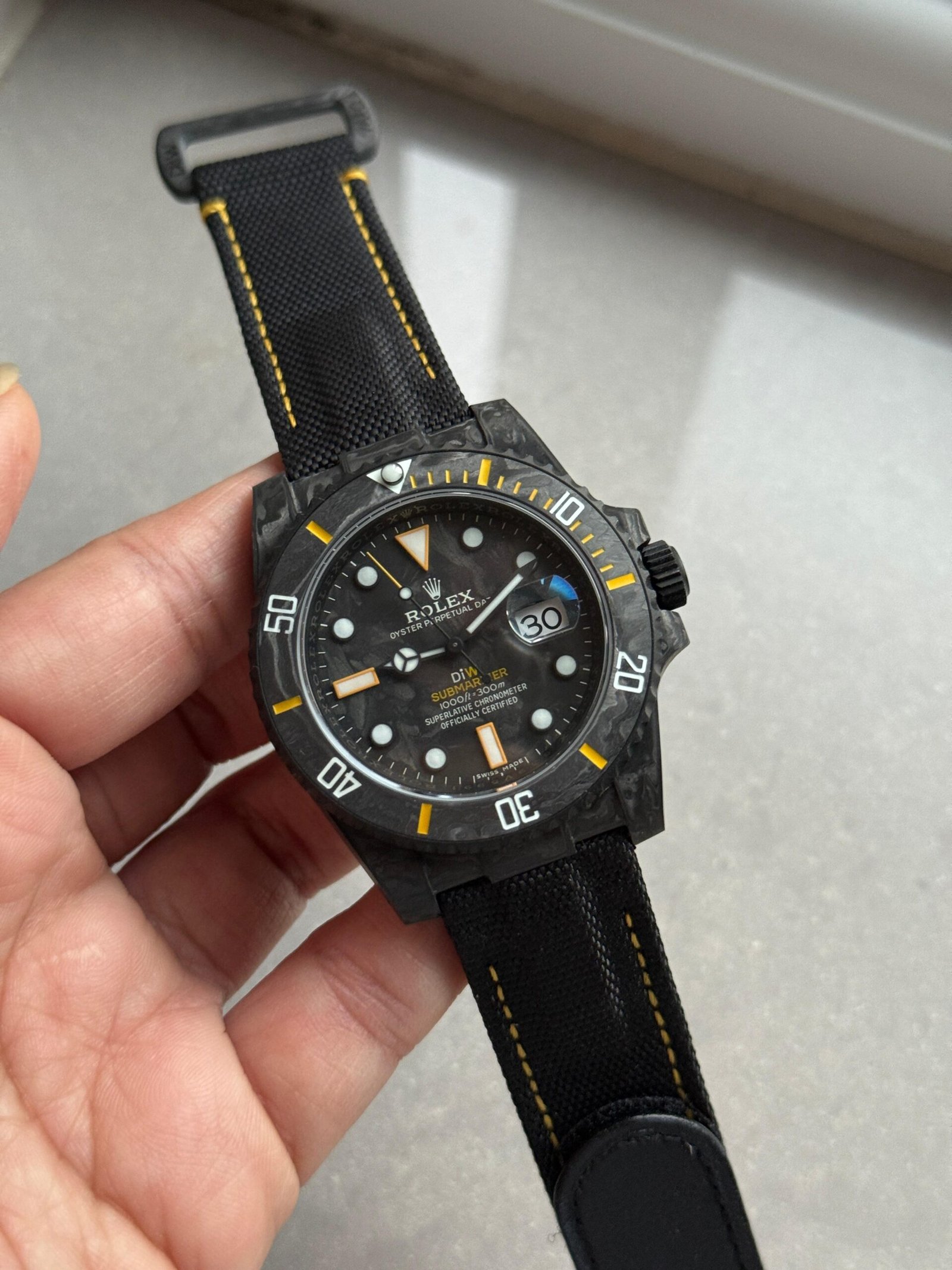 Submariner DIW Carbon VSF Best Edition Black/Yellow Dial on Black Nylon Strap VS3135