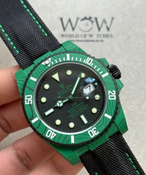 Submariner DIW Green Carbon VSF 1:1 Best Edition Black Dial on Black Nylon Strap VS3135 - Image 5
