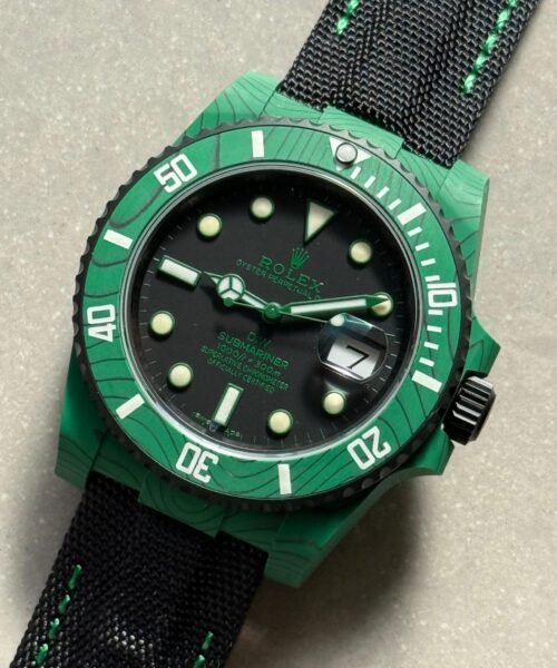 Submariner DIW Green Carbon VSF 1:1 Best Edition Black Dial on Black Nylon Strap VS3135 - Image 3