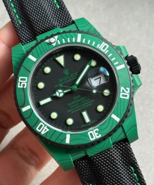 Submariner DIW Green Carbon VSF 1:1 Best Edition Black Dial on Black Nylon Strap VS3135 - Image 2