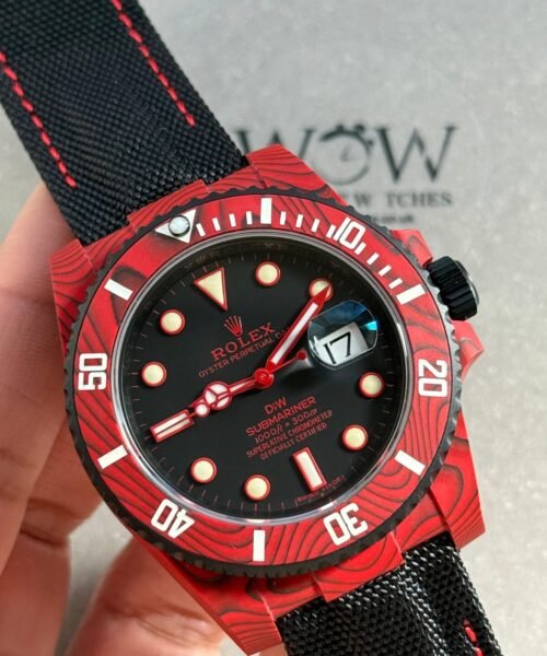 Submariner DIW Red Carbon VSF 1:1 Best Edition Black Dial on Black Nylon Strap VS3135 - Image 4
