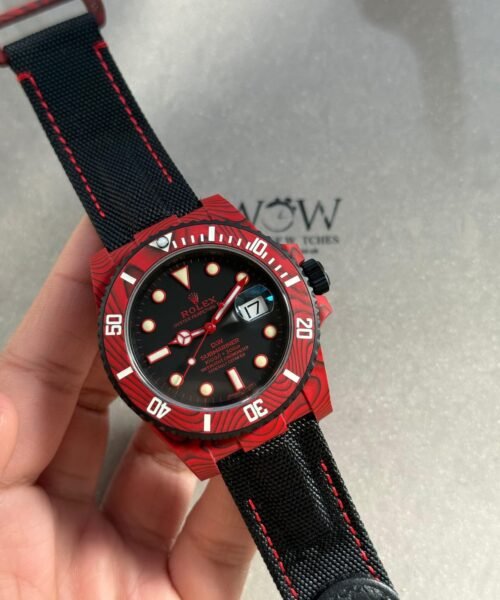 Submariner DIW Red Carbon VSF 1:1 Best Edition Black Dial on Black Nylon Strap VS3135 - Image 5