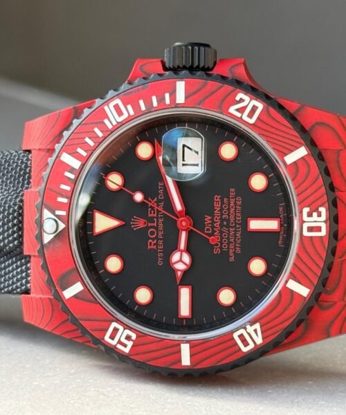 Submariner DIW Red Carbon VSF 1:1 Best Edition Black Dial on Black Nylon Strap VS3135 - Image 6