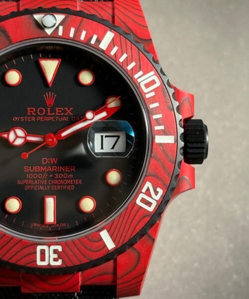 Submariner DIW Red Carbon VSF 1:1 Best Edition Black Dial on Black Nylon Strap VS3135 - Image 11