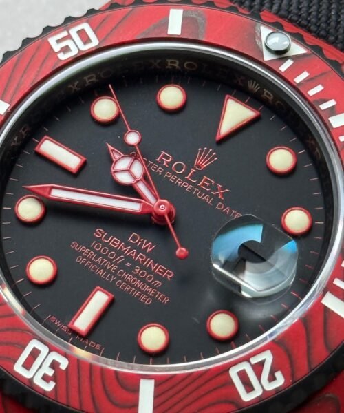 Submariner DIW Red Carbon VSF 1:1 Best Edition Black Dial on Black Nylon Strap VS3135 - Image 10