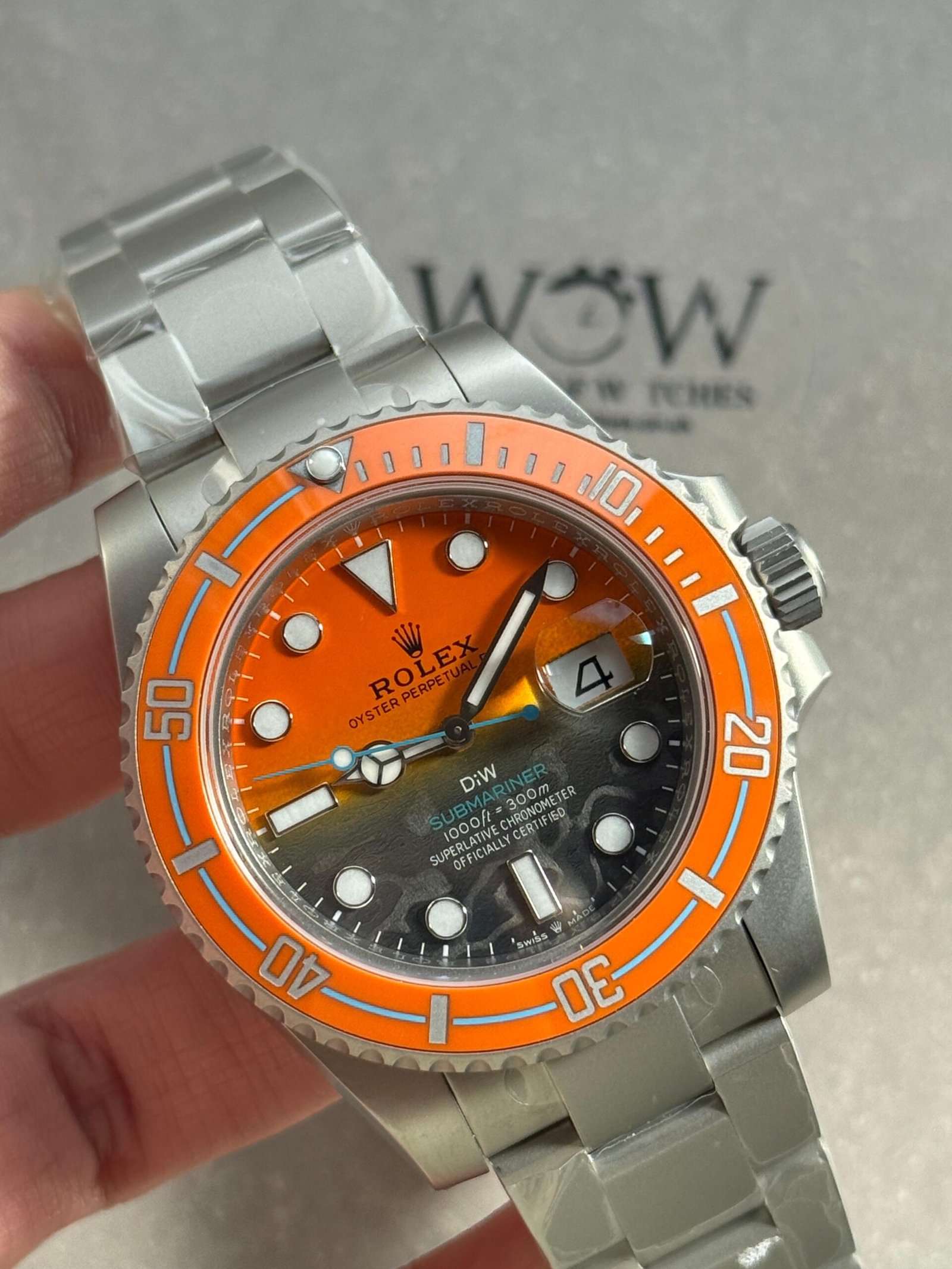 Submariner DIW Sandblasted VSF 1:1 Best Edition Orange Grey Dial on SS Bracelet VS3135 - Image 8