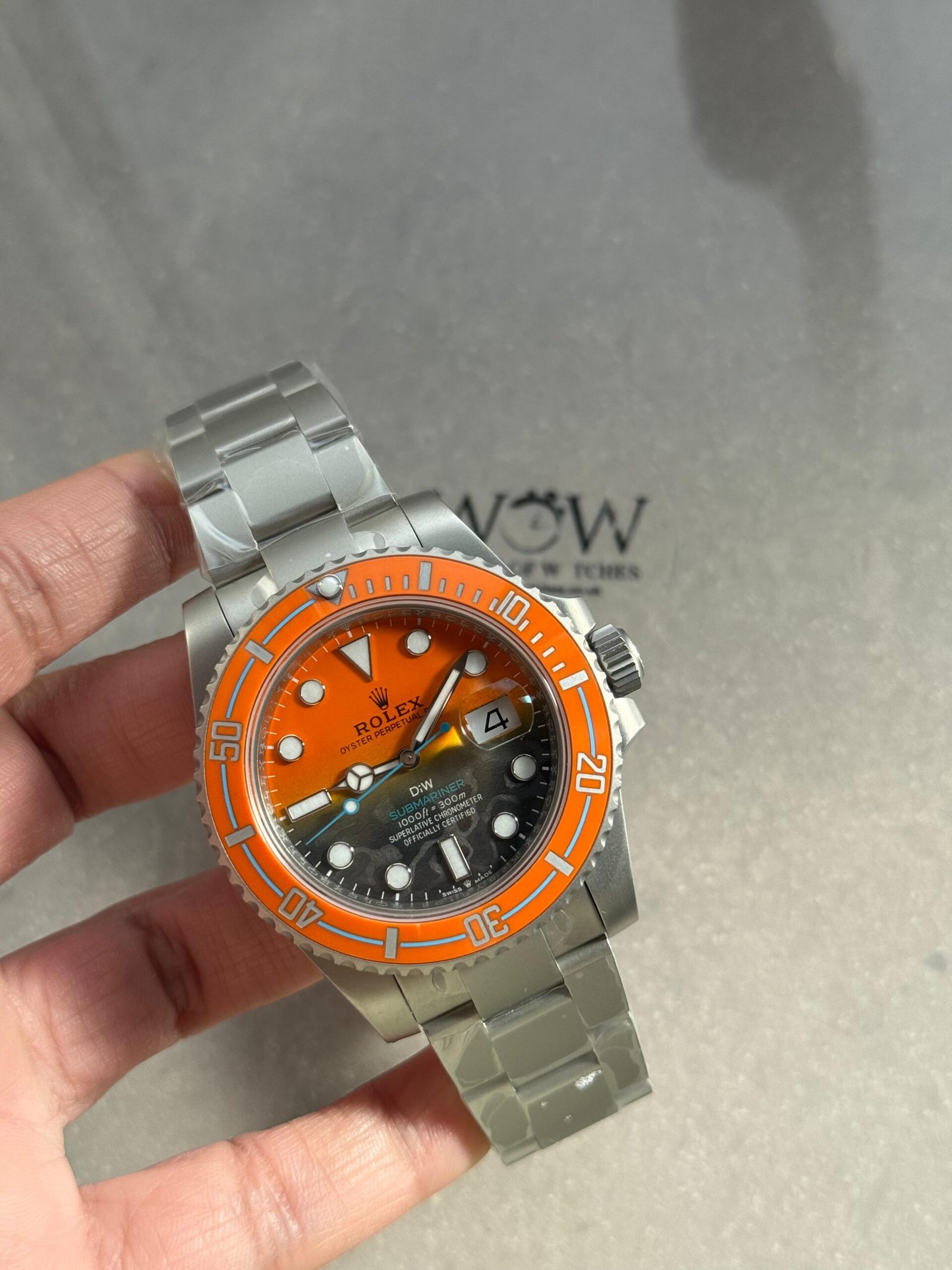 Submariner DIW Sandblasted VSF 1:1 Best Edition Orange Grey Dial on SS Bracelet VS3135 - Image 7