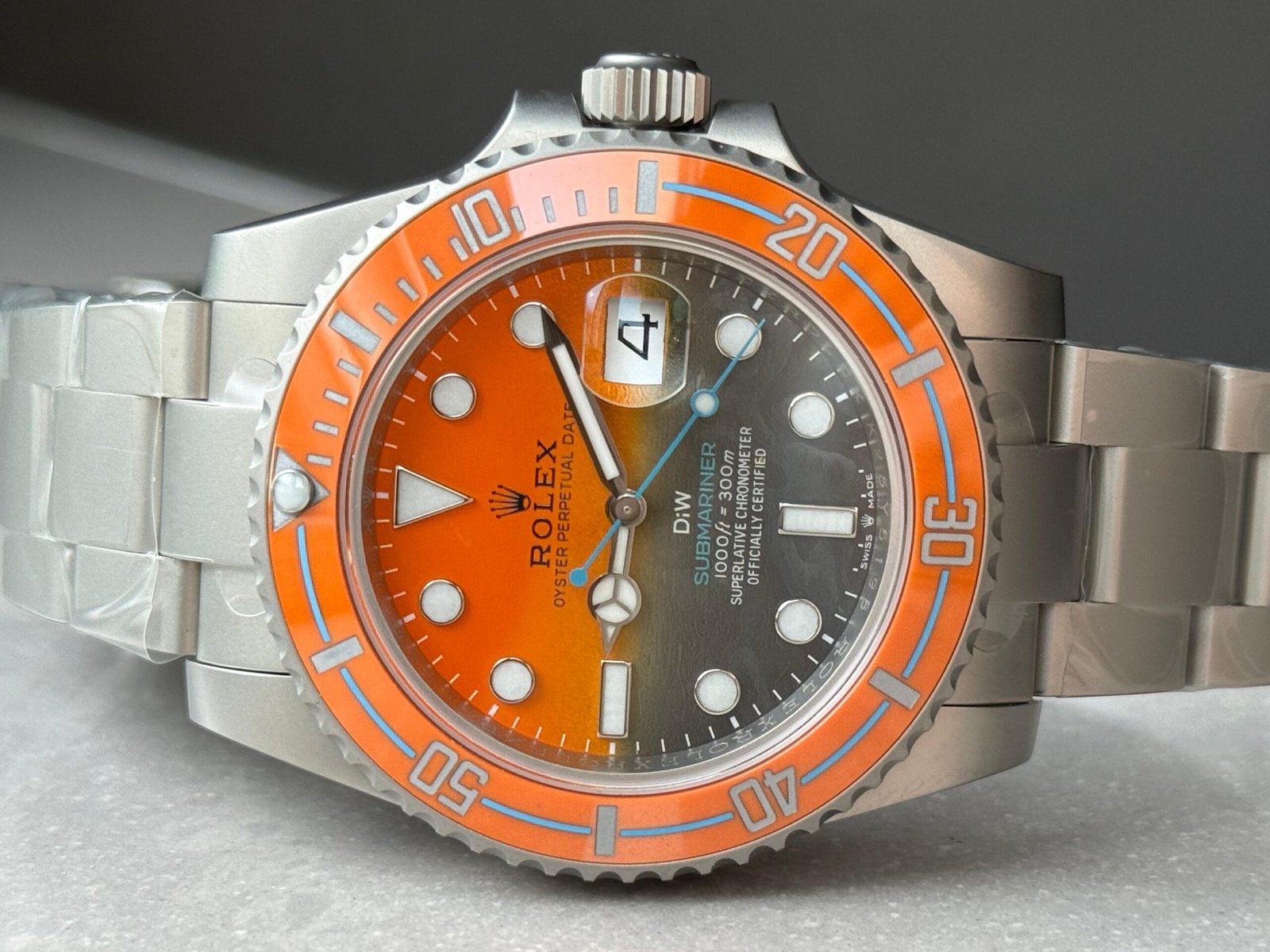 Submariner DIW Sandblasted VSF 1:1 Best Edition Orange Grey Dial on SS Bracelet VS3135 - Image 5