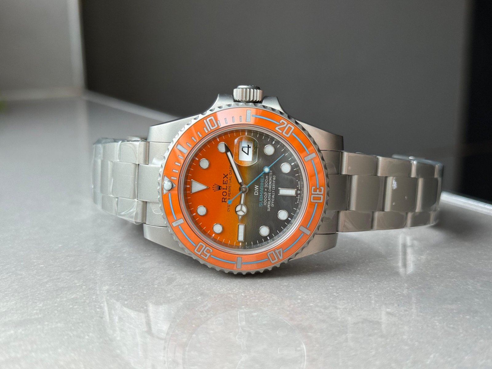 Submariner DIW Sandblasted VSF 1:1 Best Edition Orange Grey Dial on SS Bracelet VS3135 - Image 9