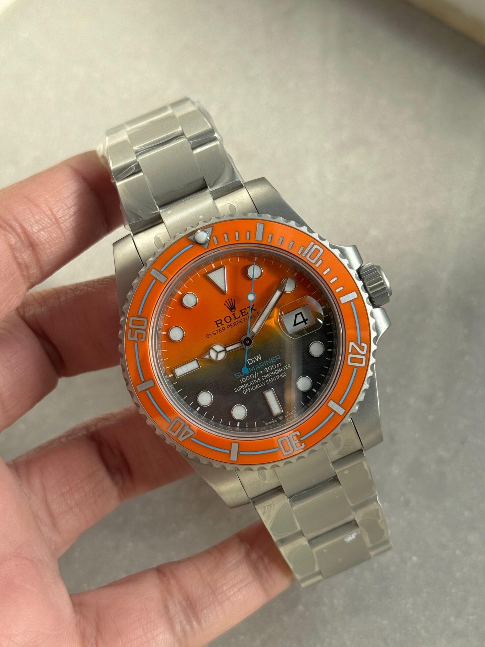 Submariner DIW Sandblasted VSF 1:1 Best Edition Orange Grey Dial on SS Bracelet VS3135