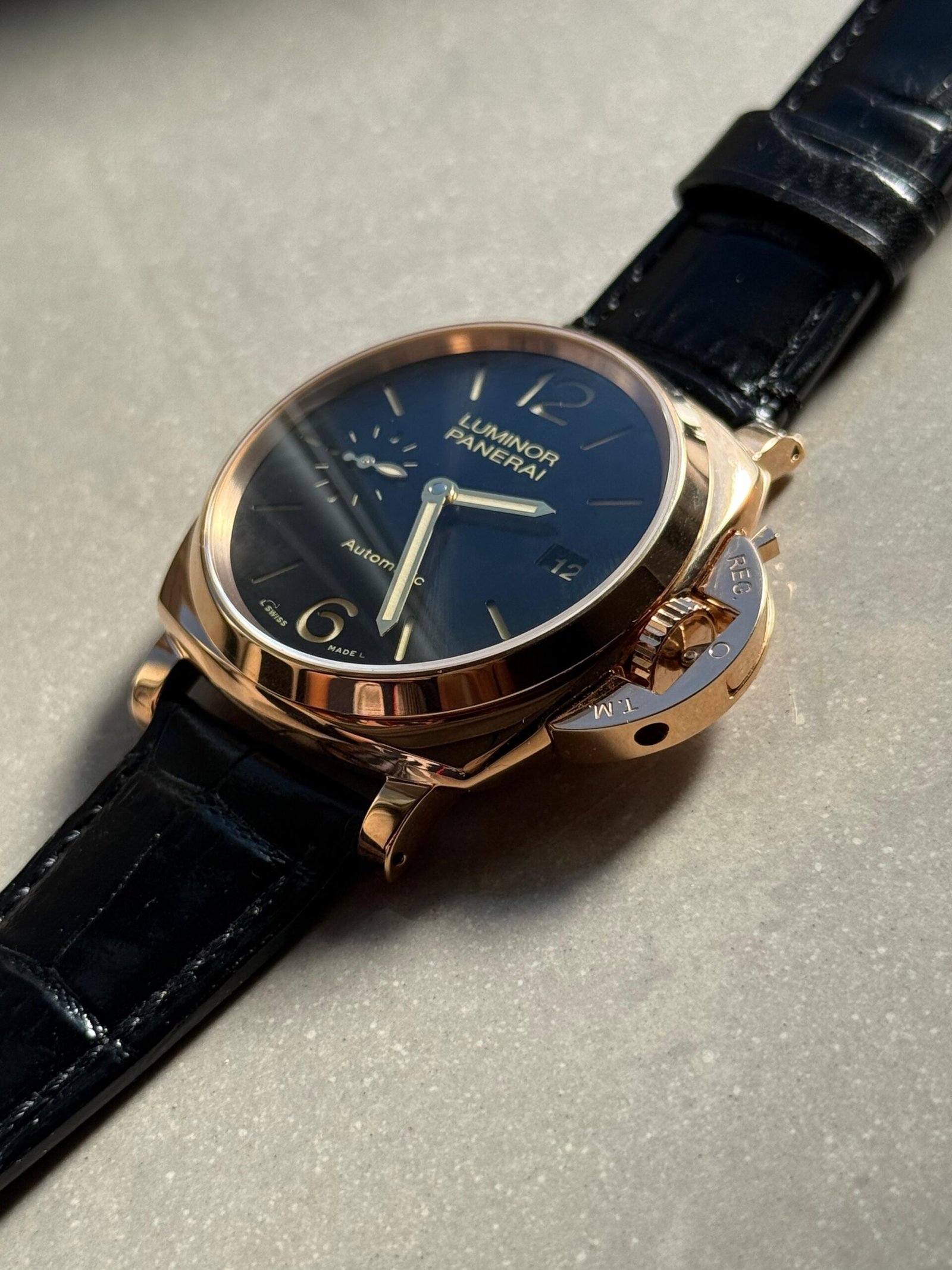 PAM908 Luminor Due VSF Best Edition Black Dial on Black Leather Strap AXXXIV - Image 8