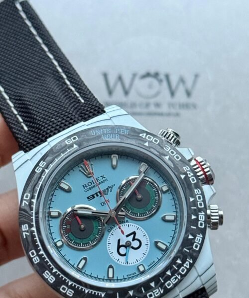 Daytona DIW Porsche 911 S/T White Carbon SOp NIC 1:1 Best Edition Blue Dial on Black Nylon Strap SA4130 - Image 6